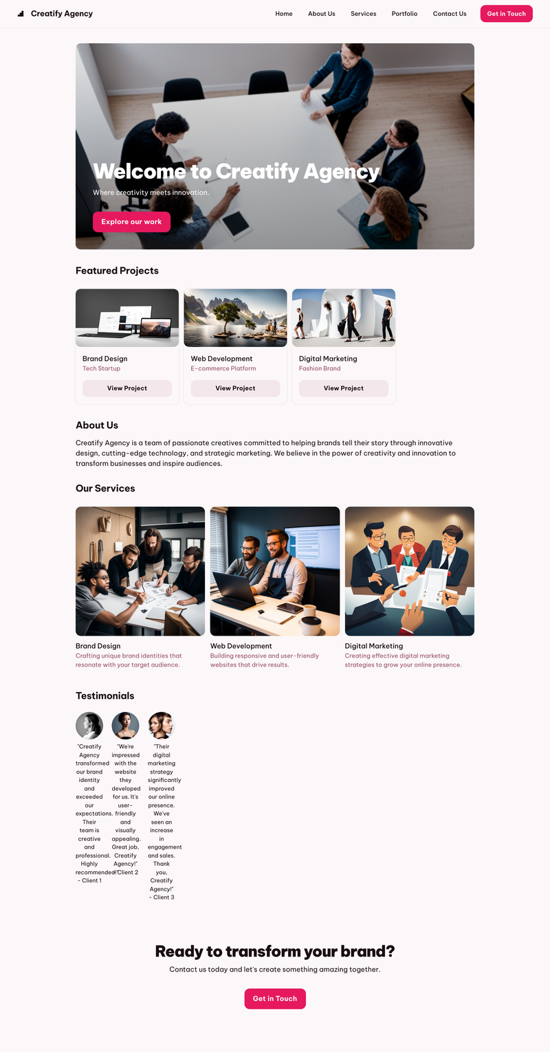 Portfolio website for creative agency